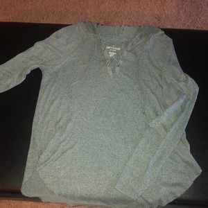 AMERICAN EAGLE SOFT & SEXY GREEN LACE UP HOODIE